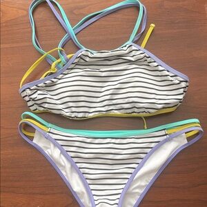 Victoria's Secret Striped Bikini with Yellow and Blue Accents
Never worn